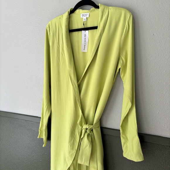 Paige Desorbo The Drop Lime Green Wrap Dress Size M - Picture 11 of 14